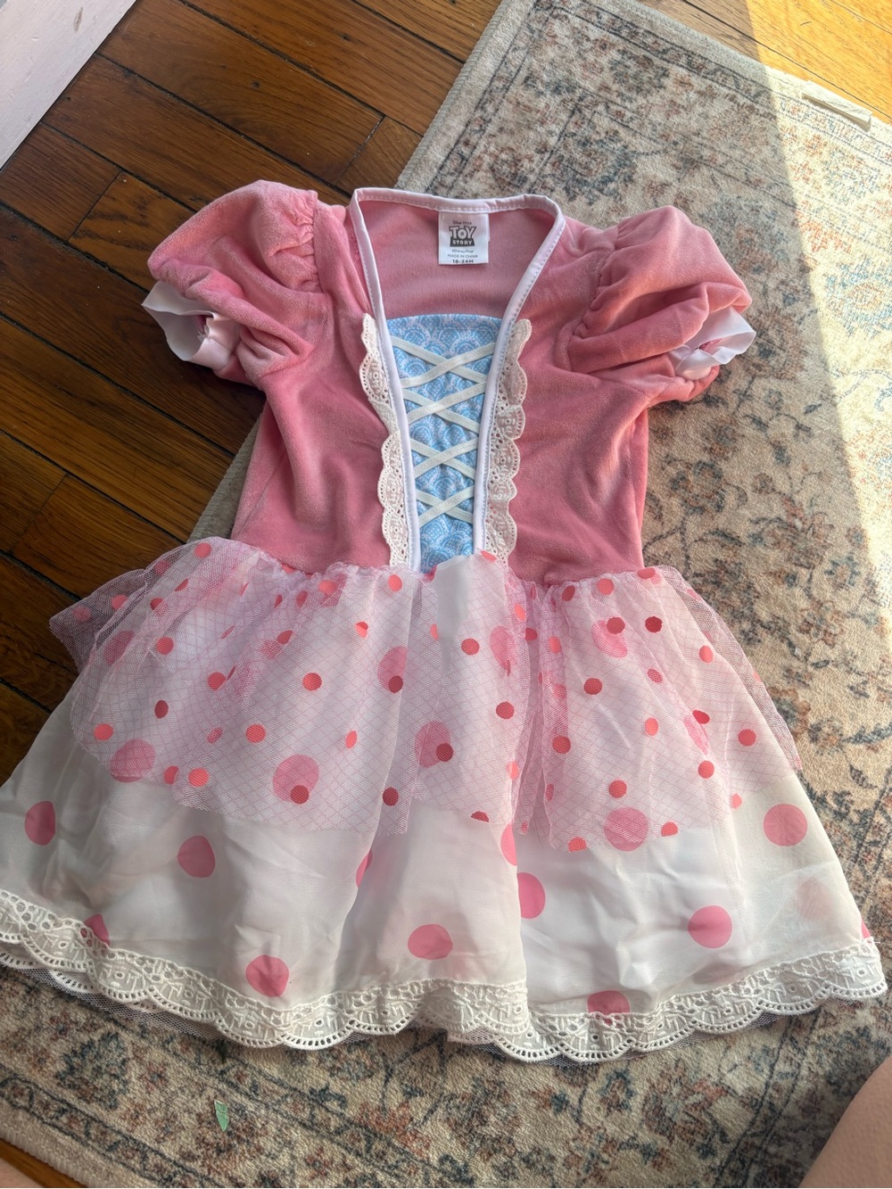 Toy Story Pink Polka Dot BoPeep Princess Dress Up Costume 18/24M Toddler Girls